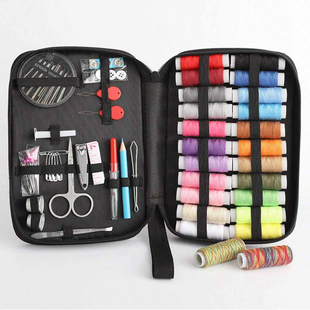 Travel Accessories To Sew - ชุดเย็บผ้า 1 ชุดสําหรับผู้ใหญ่และผู้เริ่มต้น - ชุดเข็มและด้ายพร้อมอุปกรณ์เย็บผ้าและกล่องพกพาสําหรับการเดินทาง