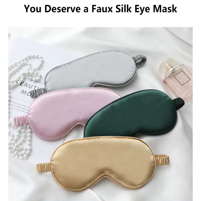 Eye Mask Sleep Travel - ผ้าปิดตาสำหรับนอนหลับแบบสองด้าน ทำจากผ้าไหม ป้องกันแสง ระบายอากาศได้ดี เหมาะสำหรับการเดินทาง ปิดตาเพื่อการนอนหลับ