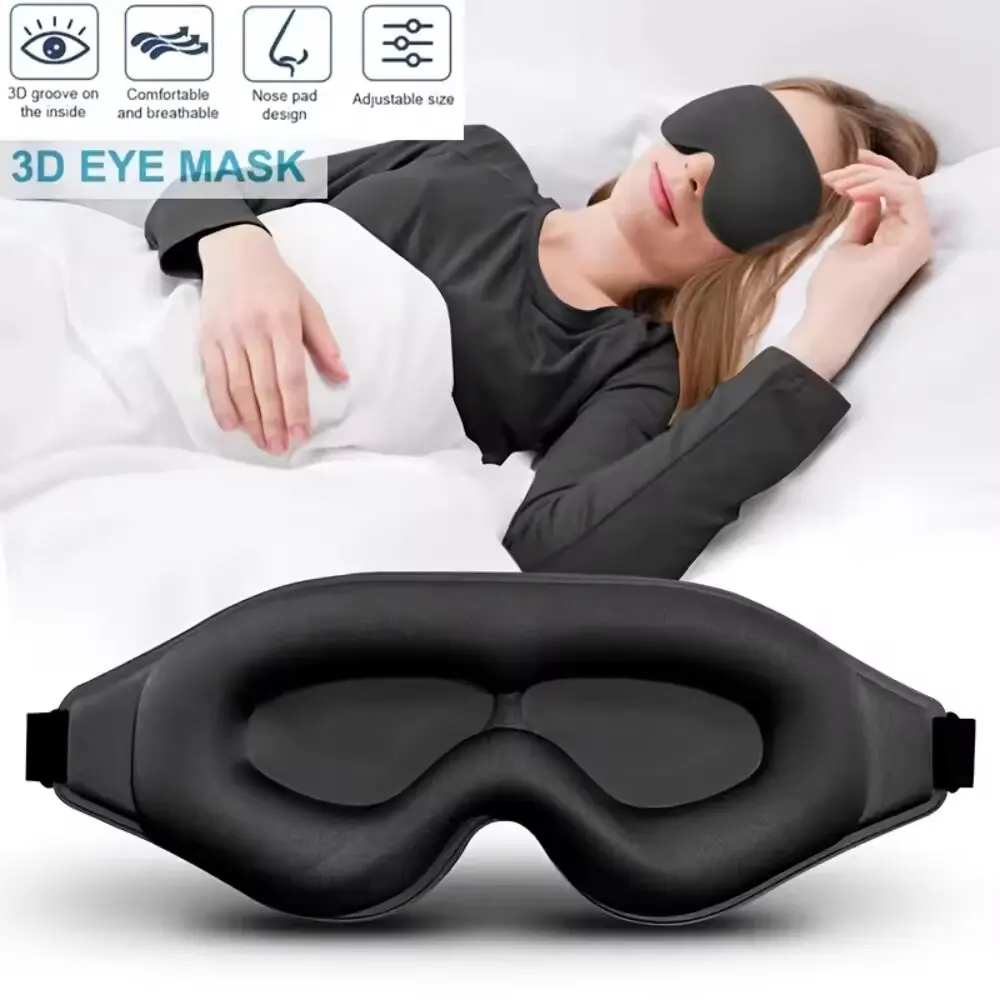 Eye Mask Sleep Travel - หน้ากากปิดตา 3 มิติ, หน้ากากนอนหลับที่สวมใส่สบายและระบายอากาศได้ดี พร้อมแผ่นรองจมูก, ปรับขนาดได้,