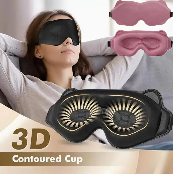 Eye Mask Sleep Travel - หน้ากากปิดตาสำหรับการนอนหลับ ป้องกันแสง 3D หน้ากากปิดตาสำหรับการเดินทาง ช่วยให้นอนหลับสบาย 1/2/6