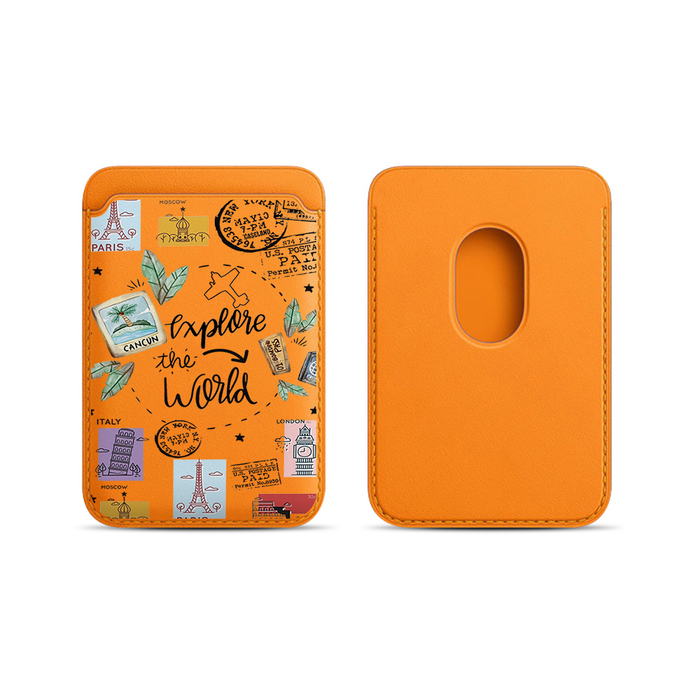 Travel Accessories Leather - กระเป๋าใส่บัตรหนัง Trend INS สำหรับโทรศัพท์มือถือ ที่ใส่บัตร กระเป๋าหลังโทรศัพท์