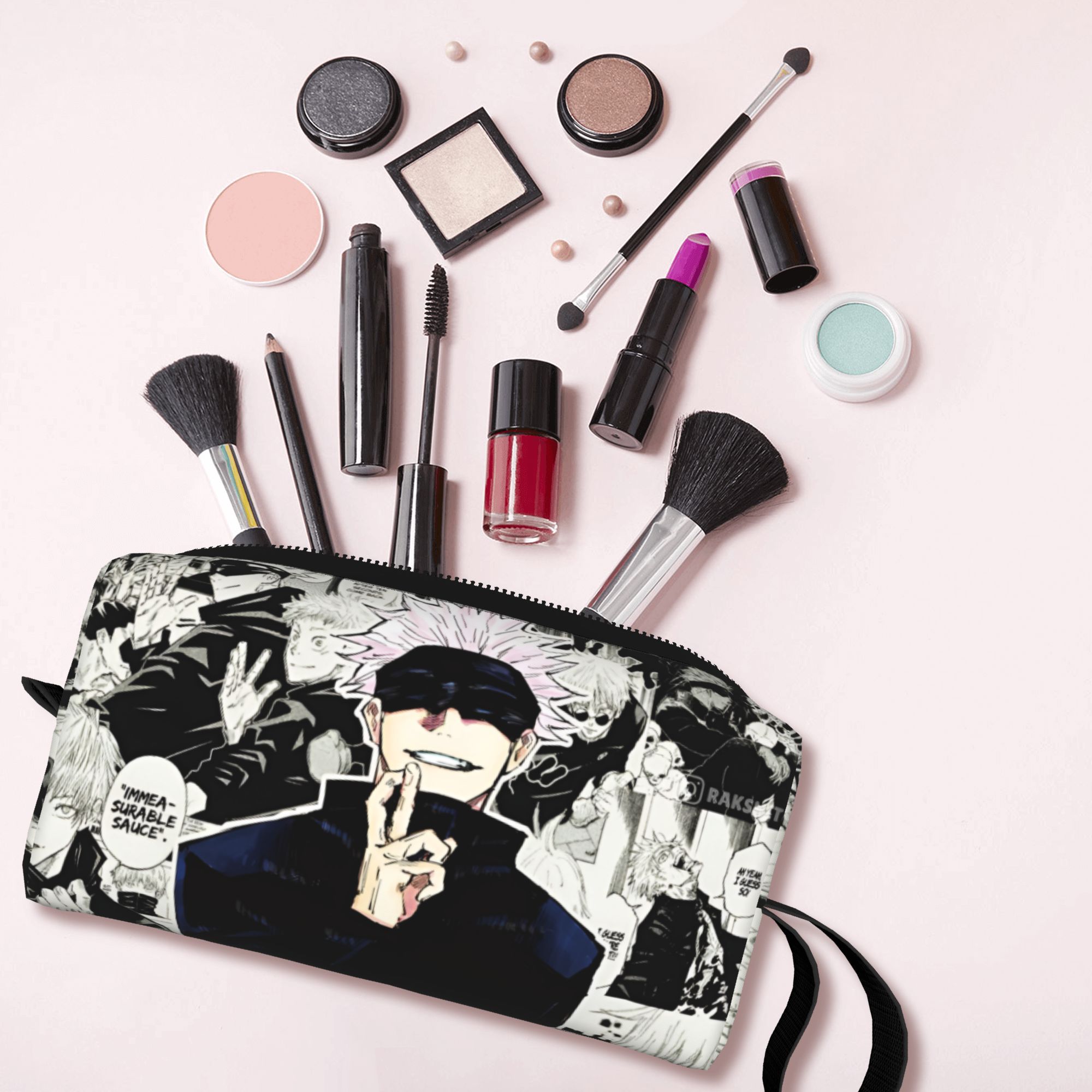 Travel Accessories Kit For Women - กระเป๋าเครื่องสำอางสำหรับเดินทาง J-Jujutsus K-Kaisens สำหรับผู้หญิง ลายการ์ตูนอนิเมะฮาราจูกุ กระเป๋าจัดระเบียบอุปกรณ์แต่งหน้า