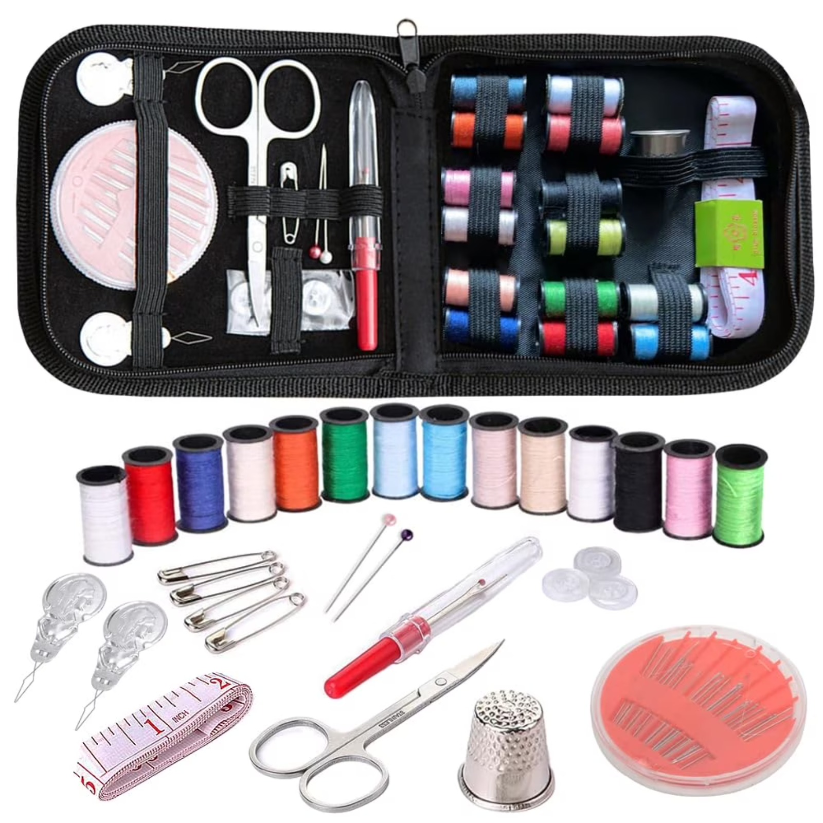 Travel Accessories To Sew - ชุดเย็บผ้าสำหรับเดินทาง, ชุดพกพา 59 ชิ้นสำหรับการเดินทาง, ประกอบด้วยกรรไกร, ด้าย,