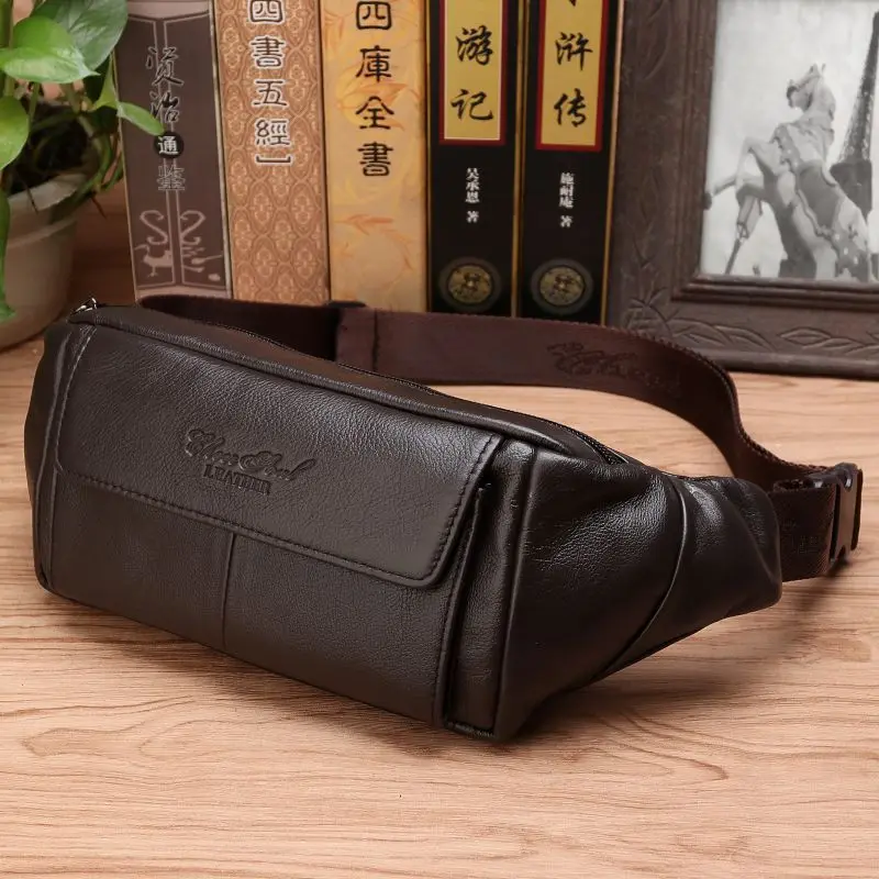 Travel Accessories Leather - กระเป๋าคาดเอวหนังแท้สำหรับผู้ชาย กระเป๋าสะพายข้างอเนกประสงค์ ใส่โทรศัพท์มือถือ กระเป๋าเดินทาง ดีไซน์เนอร์ กระเป๋าคาดอก