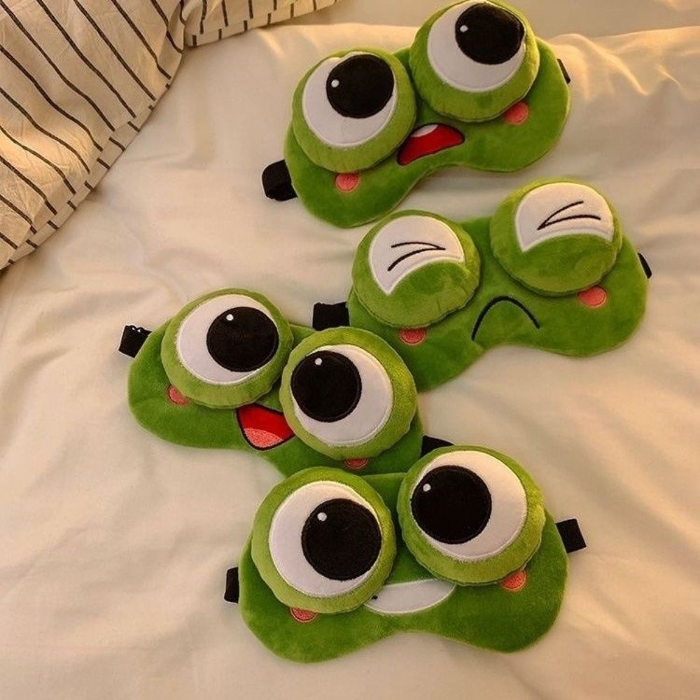 Eye Mask Sleep Travel - หน้ากากปิดตาสำหรับนอนลายการ์ตูนกบสุดน่ารัก ระบายอากาศได้ดี อ่อนโยนต่อผิว ปิดแสงได้ดี หน้ากากปิดตา 3D