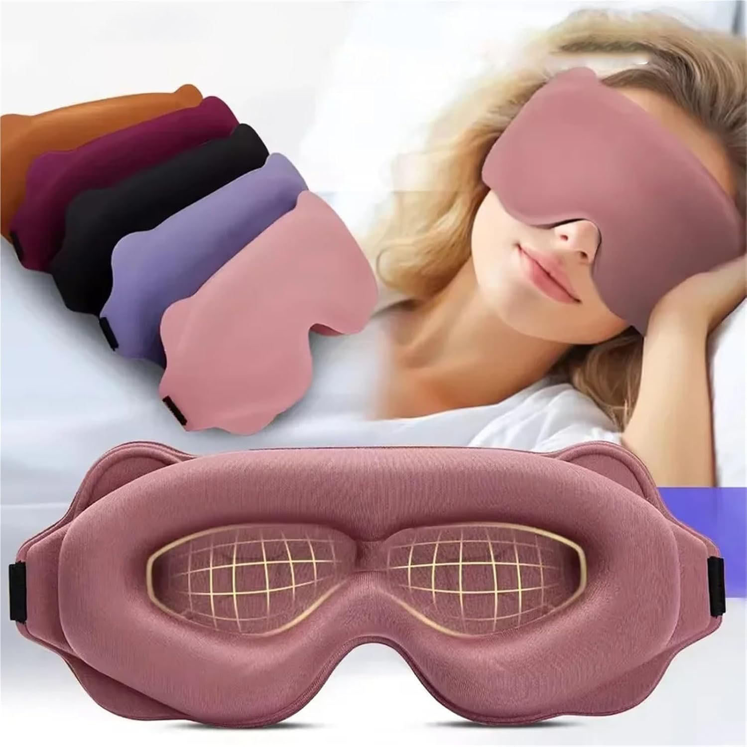 Eye Mask Sleep Travel - หน้ากากปิดตา 3D ป้องกันแสง หน้ากากปิดตาสำหรับการนอนหลับ นุ่มสบาย ช่วยในการนอนหลับ