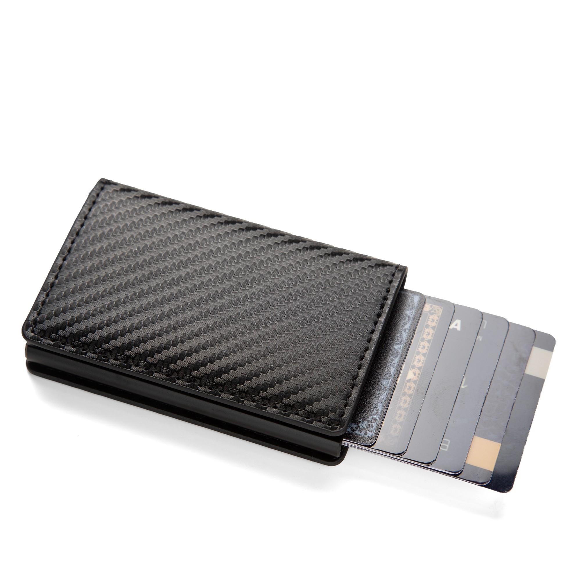 Travel Wallet Slim - ที่ใส่บัตรเครดิตป้องกันการโจรกรรม RFID กระเป๋าสตางค์มินิมอล ที่ใส่บัตรบางเฉียบ ที่ใส่บัตรหนัง PU