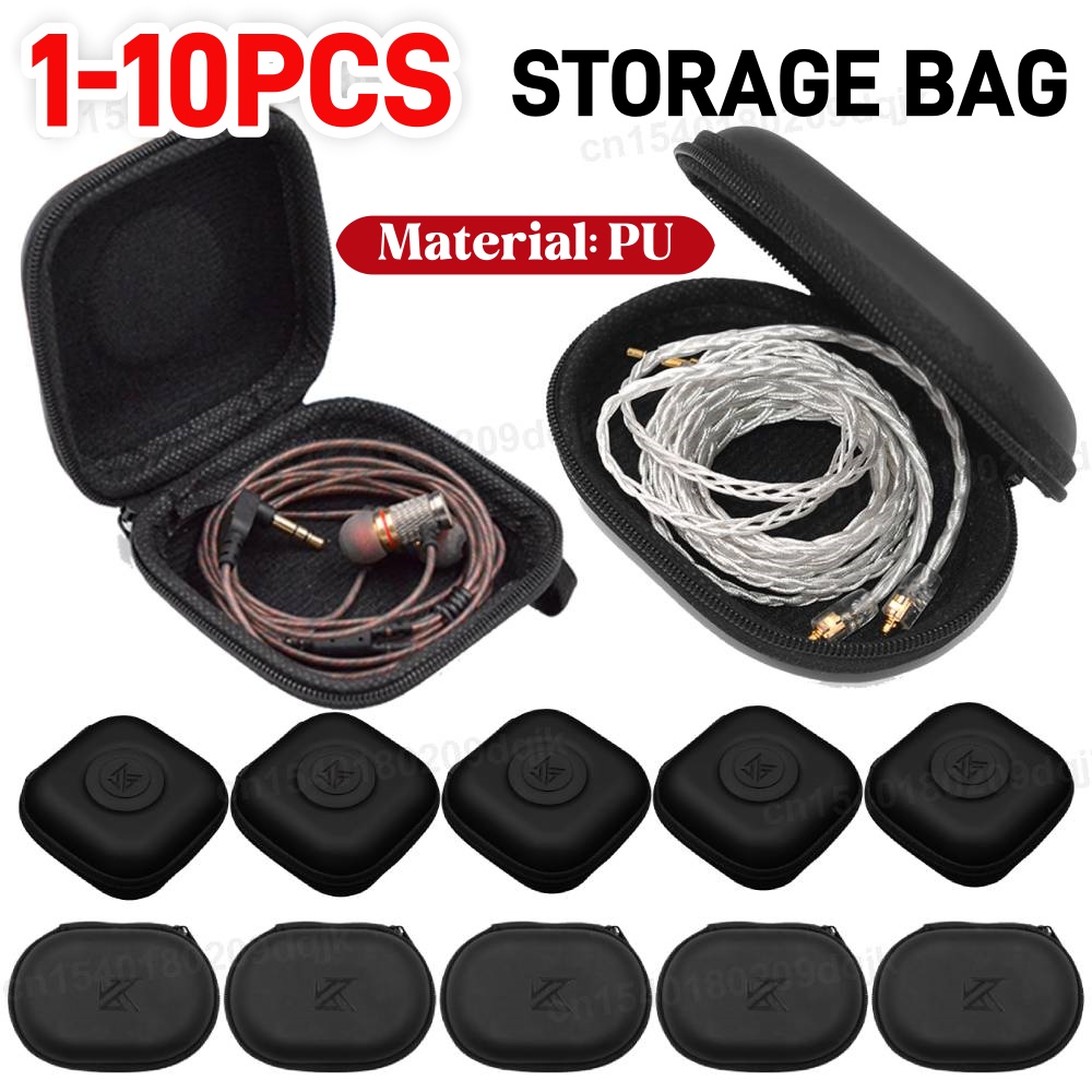 Travel Accessories Leather - 1-10PCS KZ หูฟังเคสหนัง PU รูปไข่กล่องหูฟังกระเป๋าเดินทางกันฝุ่นออแกไนเซอร์ขนาดเล็กผู้ถืออุปกรณ์เสริมชุดหูฟัง