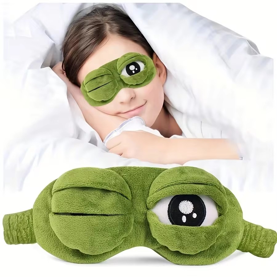 Eye Mask Sleep Travel - หน้ากากปิดตา 3D ลายกบ สำหรับการนอนหลับ วัสดุธรรมชาติ สำหรับผู้หญิงและผู้ชาย