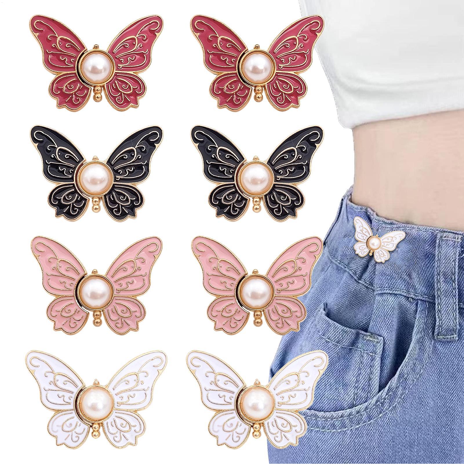 Travel Accessories To Sew - คลิปปรับขนาดเอวสำหรับกางเกง กระโปรง ยีนส์ รูปทรงผีเสื้อ ไม่ต้องเย็บ ใช้แทนกระดุม