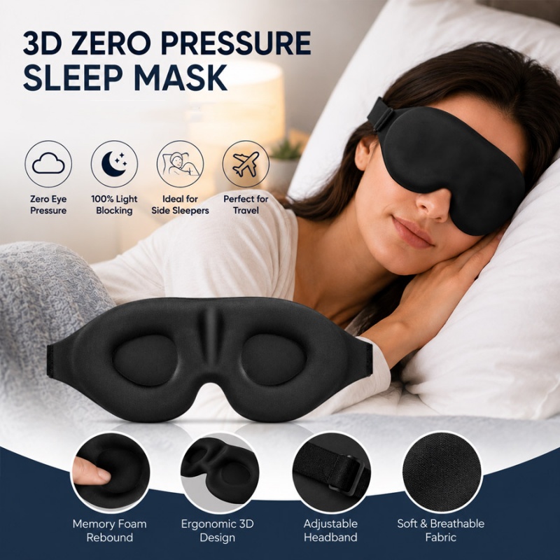 Eye Mask Sleep Travel - หน้ากากปิดตา 3 มิติ ป้องกันแสง นุ่มสบาย ไม่กดดวงตา