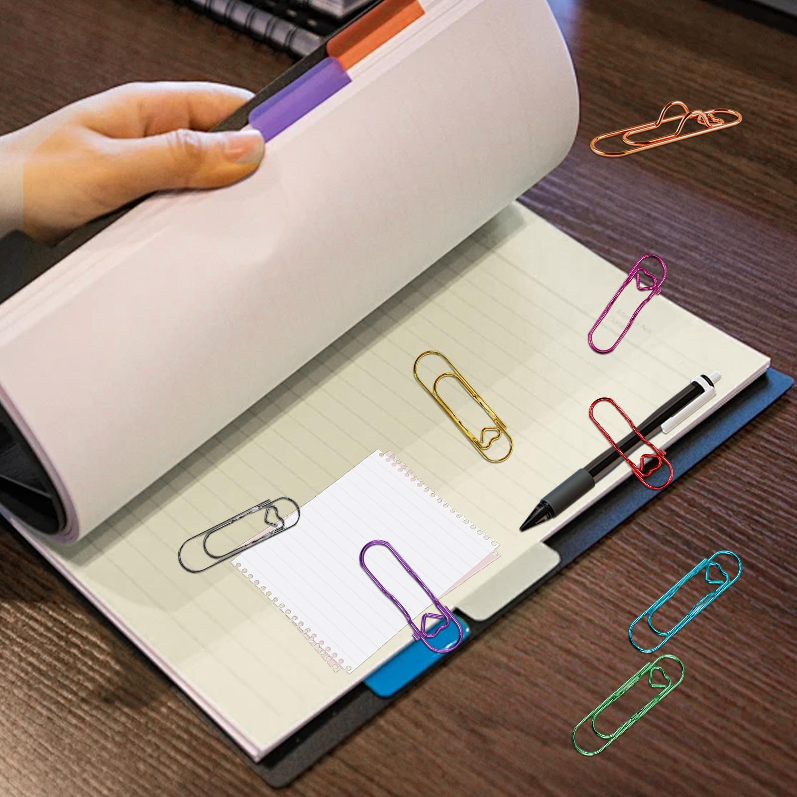 Travel Accessories Officeworks - คลิปหนีบกระดาษโลหะรูปหัวใจอเนกประสงค์ 8 ชิ้น คลิปหนีบปากกาแบบพกพา อุปกรณ์เสริมคลิปหนีบกระดาษ เข้ากันได้กับสมุดบันทึก
