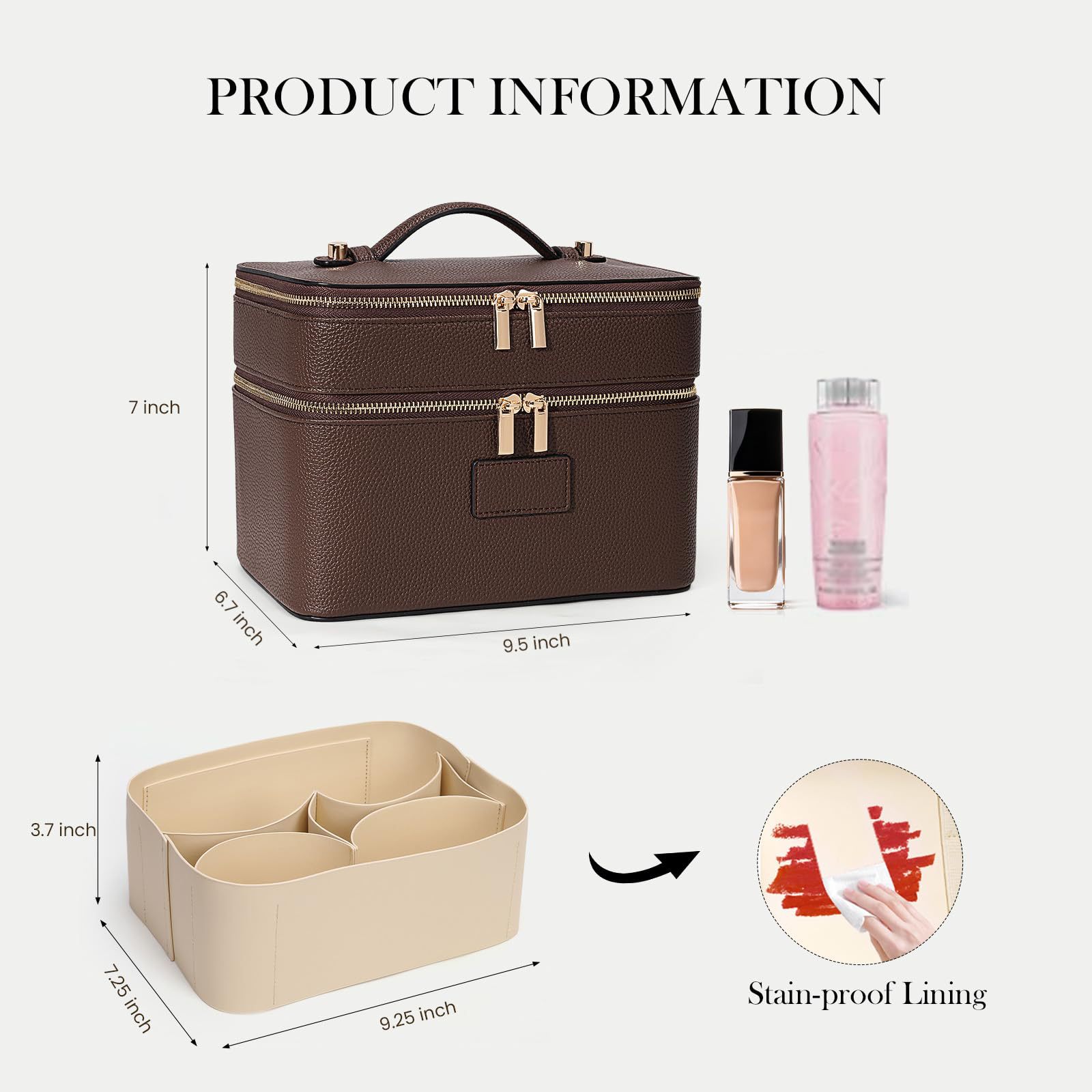 กระเป๋าเครื่องสำอางค์สองชั้นขน - Travel Accessories Leather บทวิจารณ์และราคา